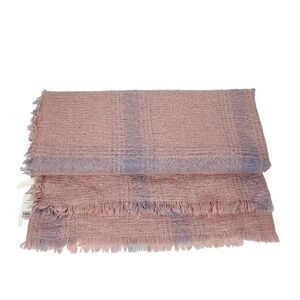 NEW Plaid Woven Square Scarf Wrap Shawl Fringe Pink Blue Mia & Tess Soft